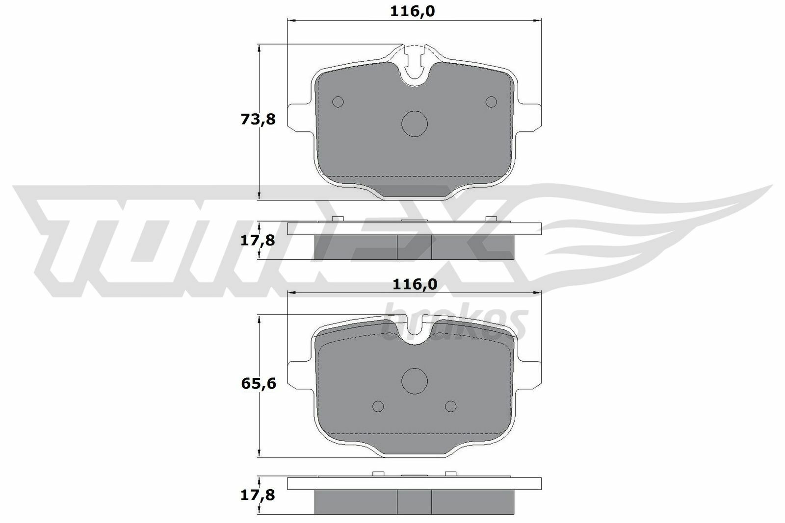 Sada brzdových destiček, kotoučová brzda TOMEX Brakes